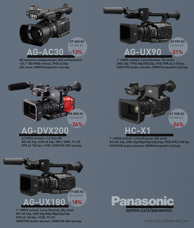 Panasonic HC-X1 AG-DVX200 AG-UX90 AG-UX180 AG-AC30 sleva slevy