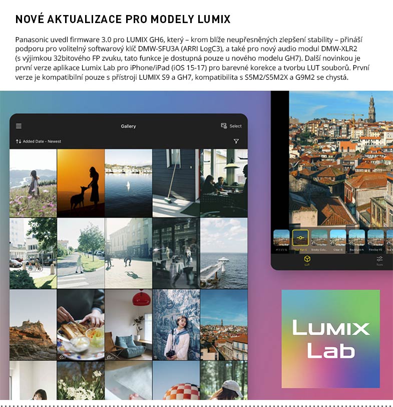 AKTUALIZACE PRO MODELY LUMIX