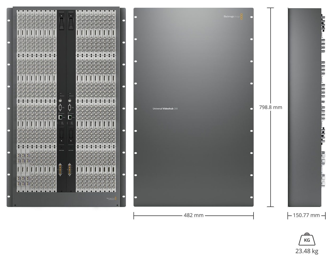 Blackmagic Universal Videohub 288 – Rozměry a hmotnost