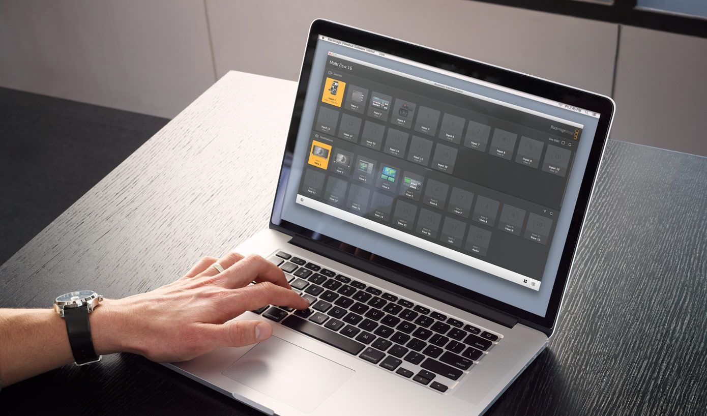 Blackmagic MultiView 16 – Čelní panel jako u routeru