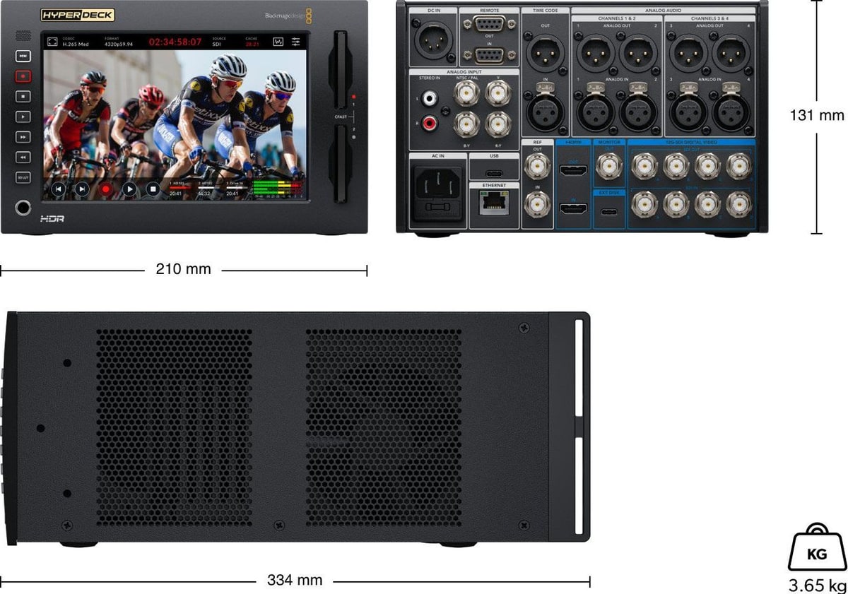 HyperDeck Extreme 8K HDR – Rozměry a hmotnost